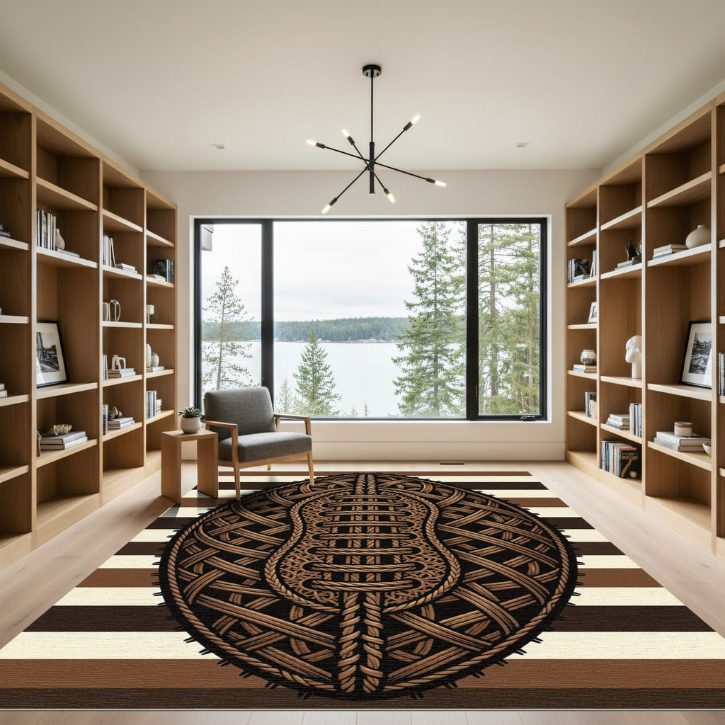 Woven Brown Rope Rugby Ball Texture Rug
