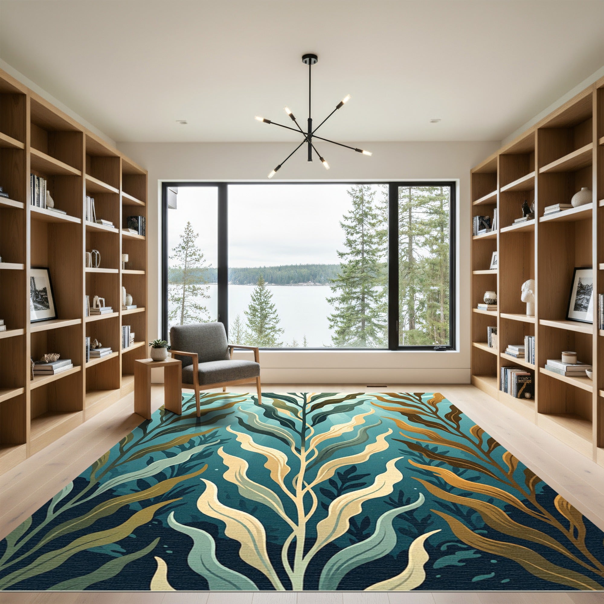 Ocean Kelp Forest Azure Seaweed Art Rug