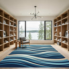 Flowing Blue Ocean Swell Wave Rug