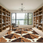 Terracotta Mesoamerican Ziggurat Geometric Step Rug