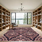 Rose Gold Heart Damask Medallion Rug
