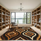 Earthy Brown Ikat Diamond Weaver Rug