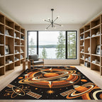 Orange Cosmic Planet Satellite Swirls Rug