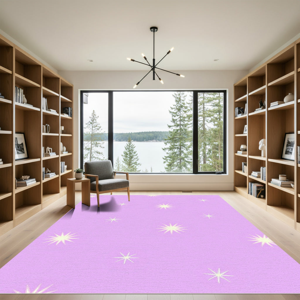 Lavender Yellow Starburst Sparkle Whimsy Rug