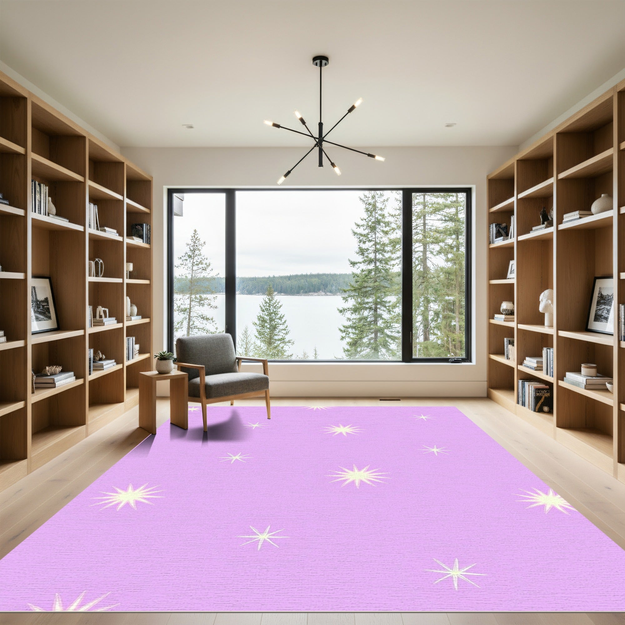 Lavender Yellow Starburst Sparkle Whimsy Rug