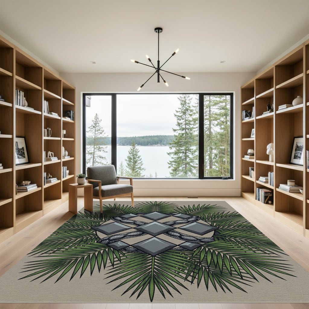 Tropical Serpent and Diamond Geo Rug