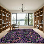Lush Paisley Peacock Feather Garden Rug