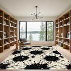 Monochromatic Black Ink Splatter Abstract Rug