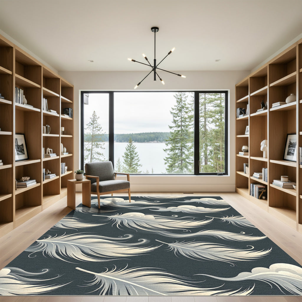 Ethereal Feather Cloud Celestial Art Rug