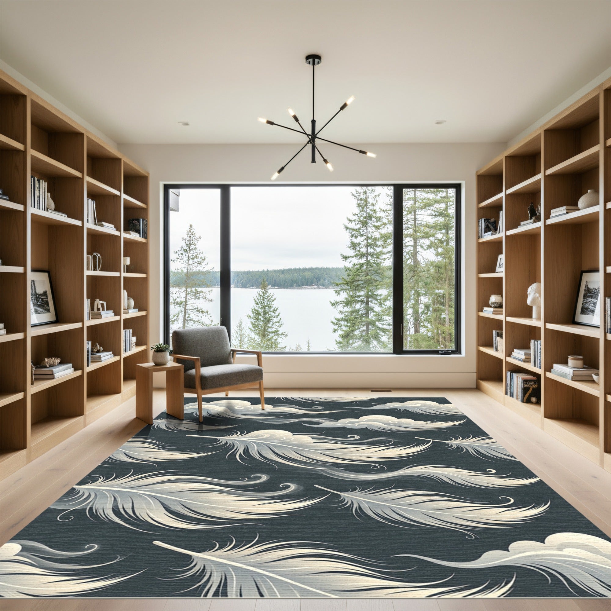 Ethereal Feather Cloud Celestial Art Rug