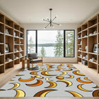 Modern Golden Crescent Moon Celestial Rug