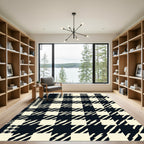Monochrome Geometric Houndstooth Check Grid Rug