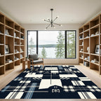 Navy Farmhouse Plaid Barn Rectangle Feature Rug