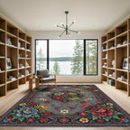 Elegance Gray Floral Medallion Garden Rug