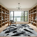 Dramatic Monochrome Abstract Ink Brush Stroke Rug