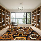 Tonal Brown Geometric Star Medallion Rug