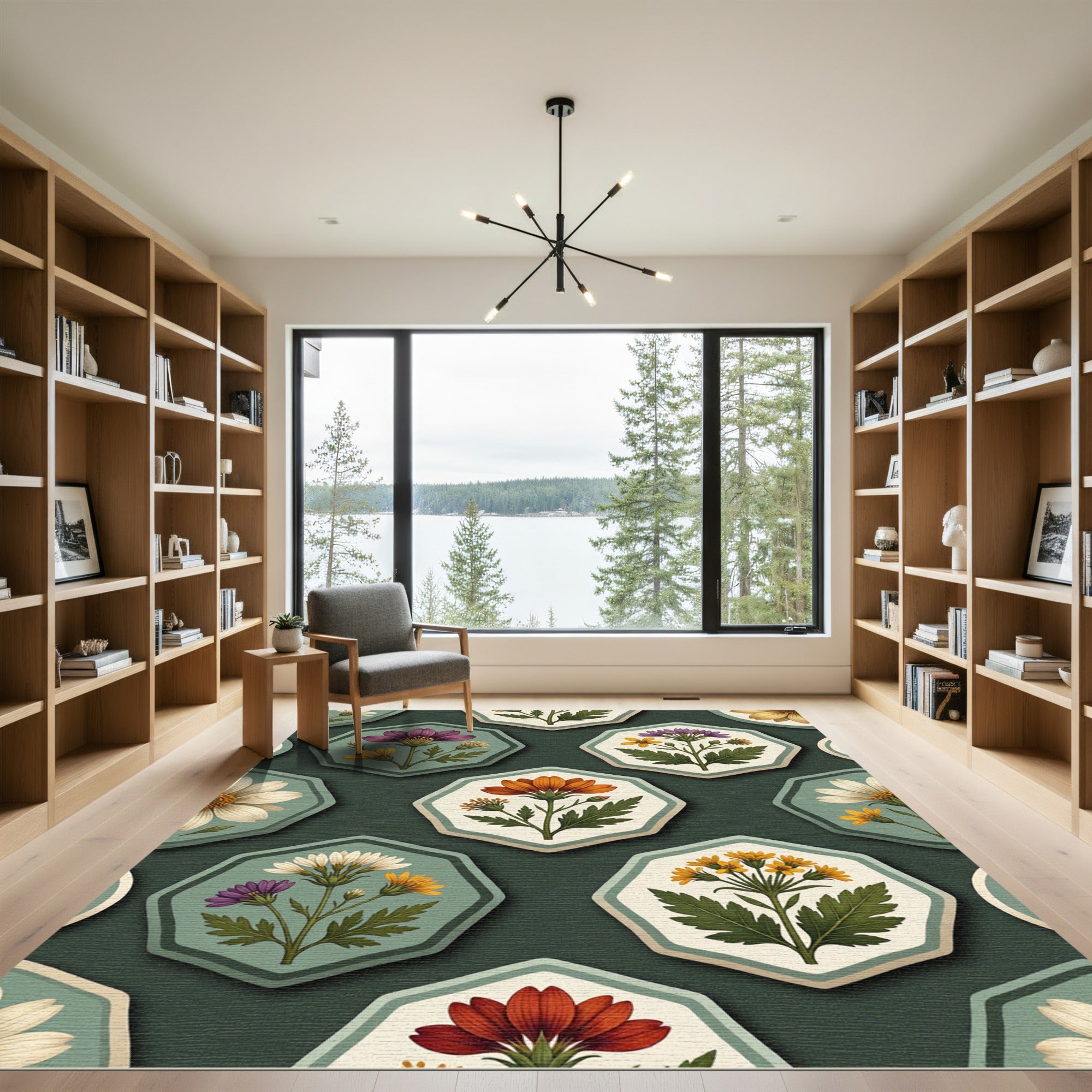 Botanical Hexagon Garden Sage Rug