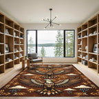Earthy Brown Celestial Eagle Totem Rug