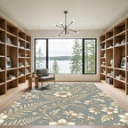 Vintage Cream Floral Fern Pattern Rug