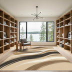 Abstract Neutral Earth Tone Wave Art Rug