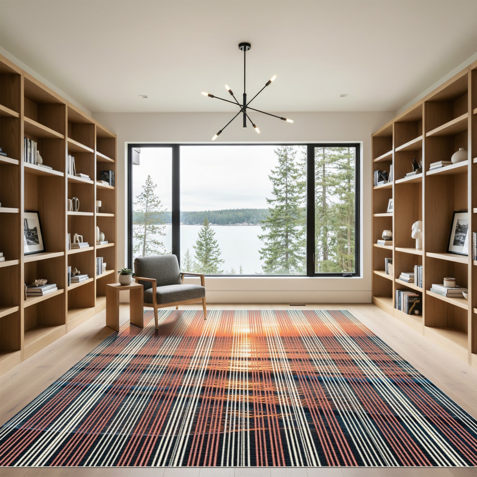 Sunset Ocean Horizon Stripes Rug