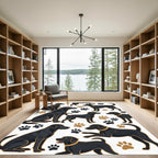 Playful Black Labrador Paw Accent Rug