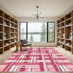Blush Pink Woven Geometric Plaid Rug