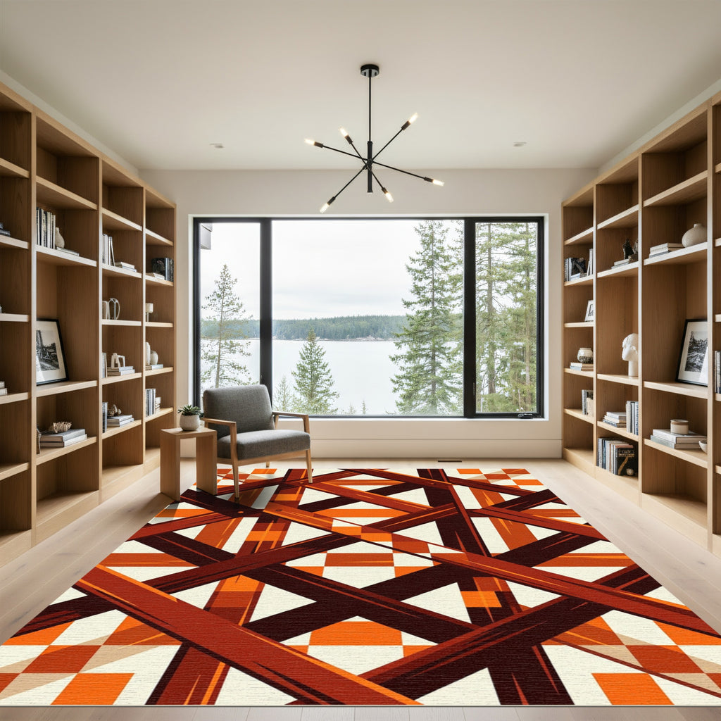 Warm Tones Lattice Geometric Rug