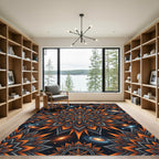 Orange Celestial Mandala Starry Night Rug