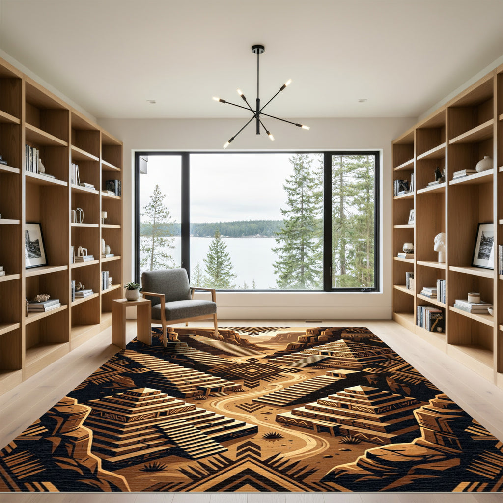 Sepia Aztec Canyon Staircase Rug