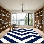 Modern Cobalt Geometric Arrow Chevron Rug