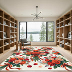 Romantic Coral Rose Bouquet Arrangement Rug