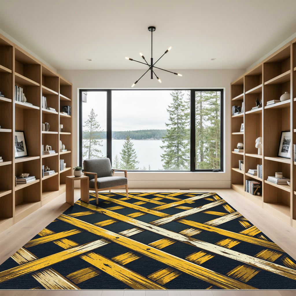 Golden Lattice Geometric Intersecting Lines Rug