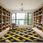 Golden Lattice Geometric Intersecting Lines Rug