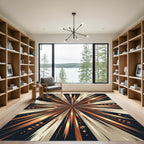 Vibrant Copper Sunburst Geometric Rug