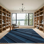 Minimalist Navy Linear Geometric Rug