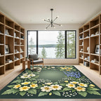 Botanical Meadow Wildflower Cream Green Rug