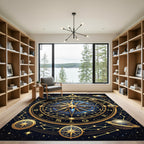 Celestial Golden Zodiac Constellation Art Rug
