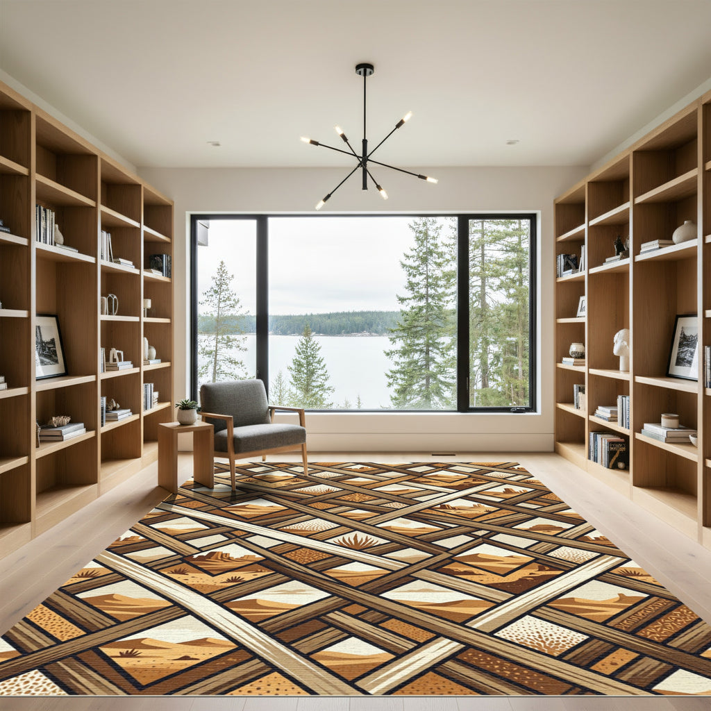 Earthy Desert Lattice Geometric Rug