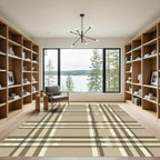 Classic Beige Plaid Tartan Check Rug