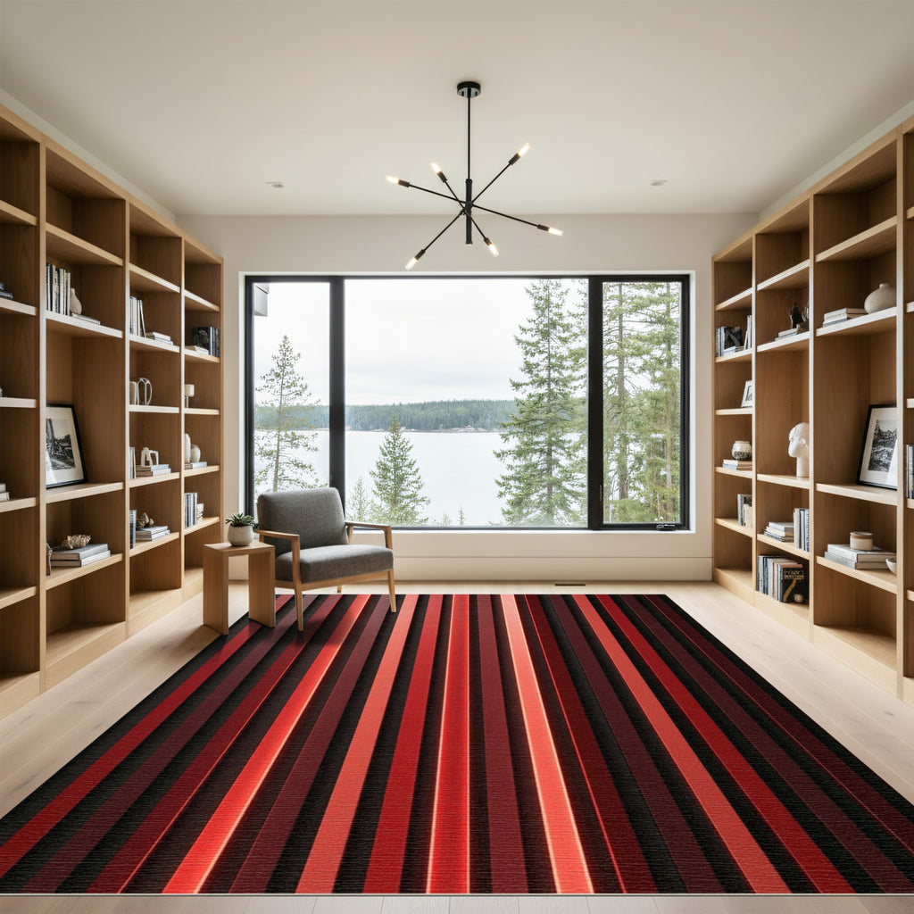 Crimson Ombre Vertical Stripe Rug