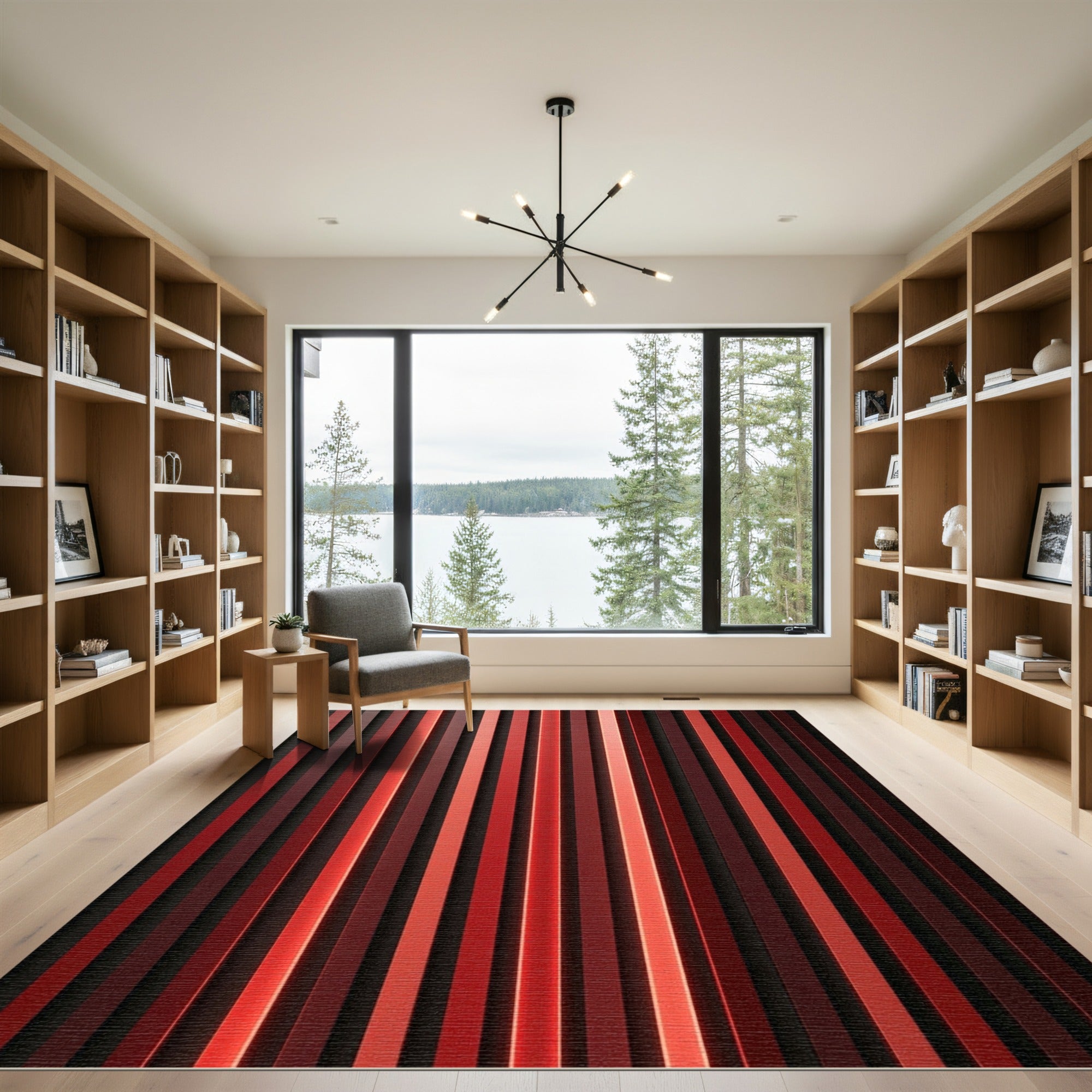 Crimson Ombre Vertical Stripe Rug