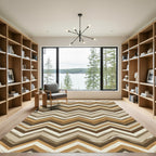 Earthy Chevron Zigzag Brown Beige Rug