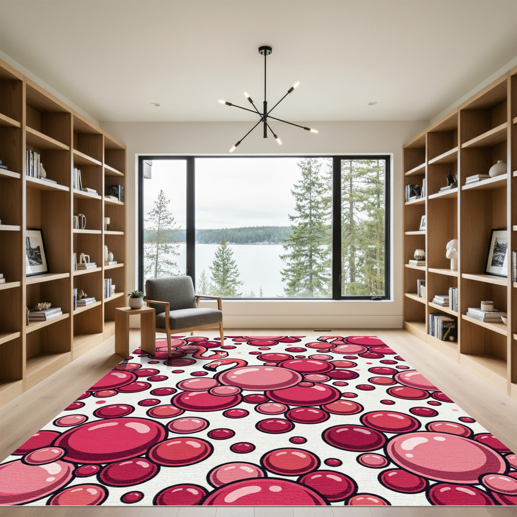 Pink Flamingo Bubble Cluster Rug