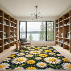Radiant White and Golden Daisy Meadow Rug