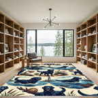 Coastal Black Retriever Lighthouse Scene Rug
