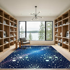 Deep Blue Celestial Starry Circles Rug