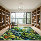 Vibrant Green Jungle Rain Splash Rug