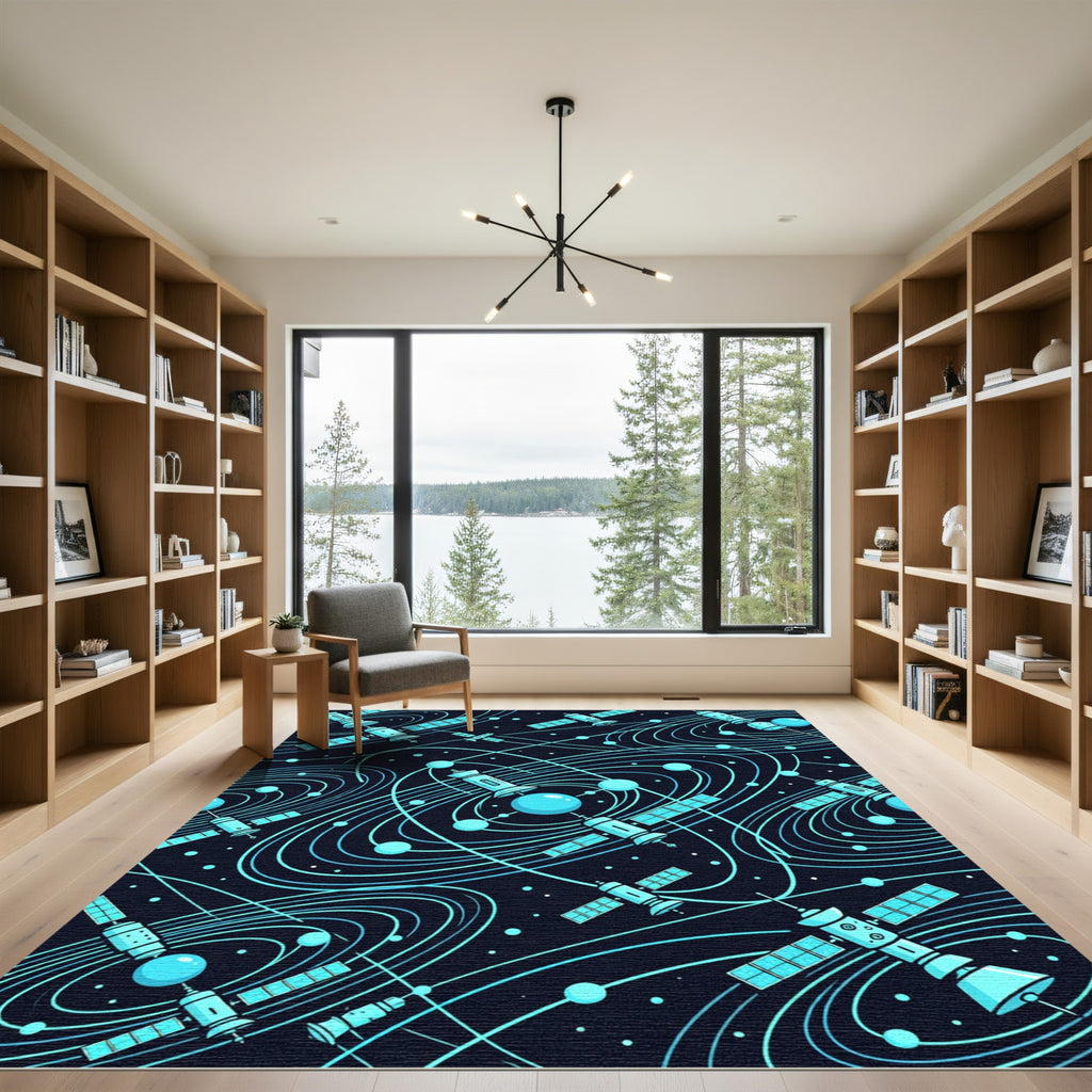 Aqua Satellite Nebula Orbit Rug