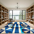 Navy and White Vertical Stripe Rug